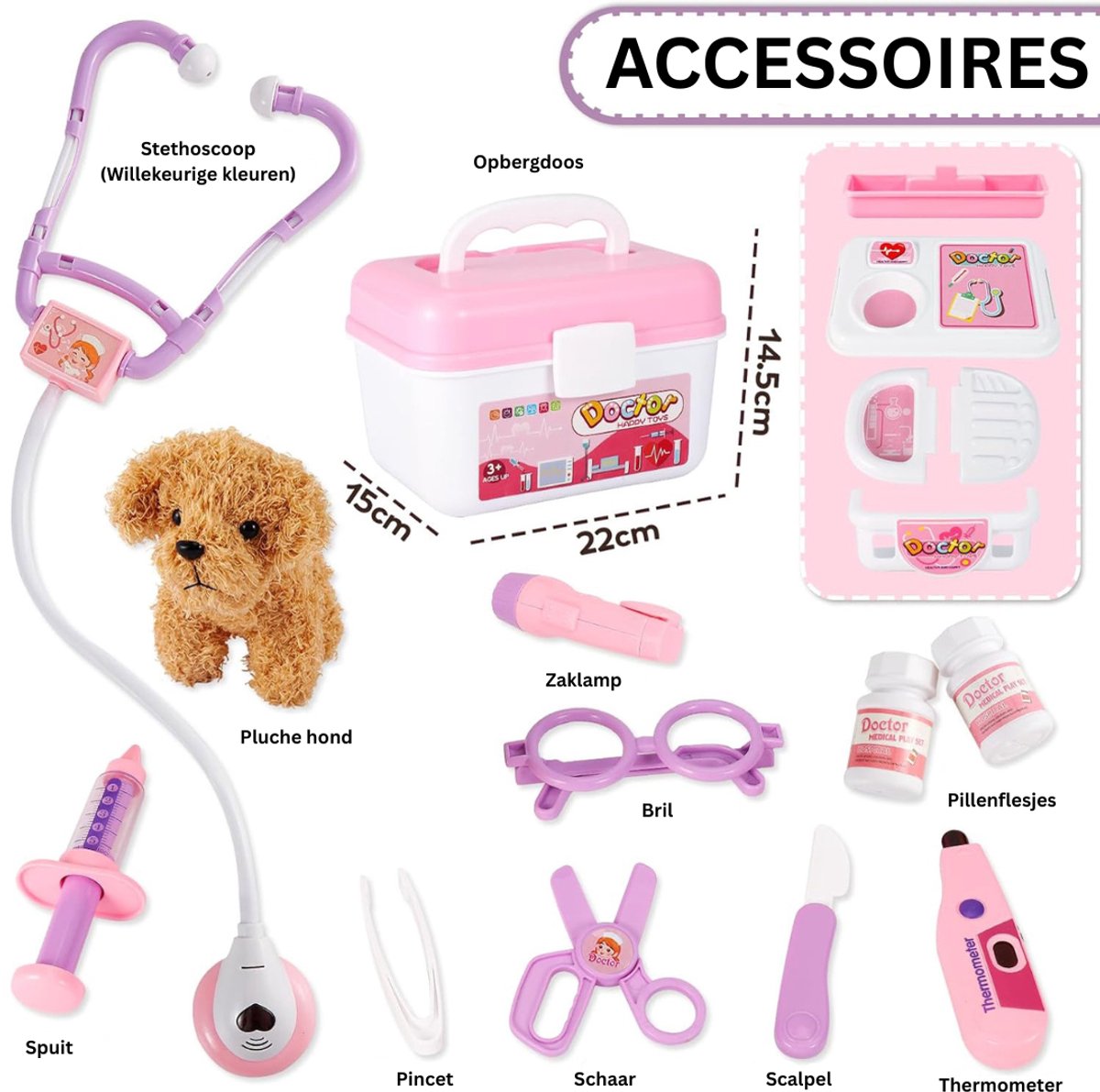 Dierenarts Speelgoed - Dokterset Kind - Kinderspeelgoed 2 Jaar - Roze