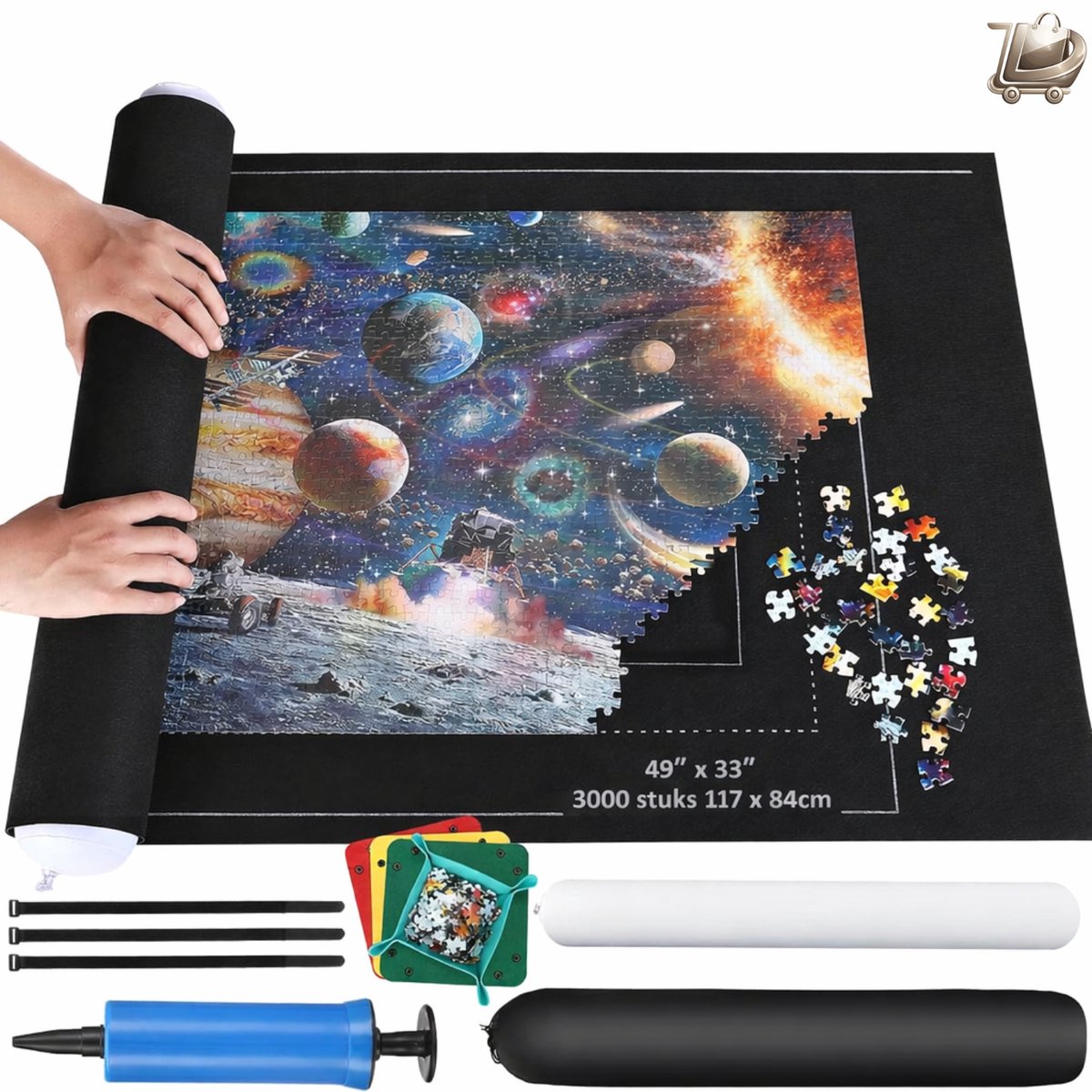 Puzzelmat Set met Roll Mat - Vilt Puzzel Pad voor 2000 Stukjes - Puzzel Opslag Saver - Jigsaw Roll Mat - Groot Felt Mat - Puzzel Accessoire en Bewaaroplossing