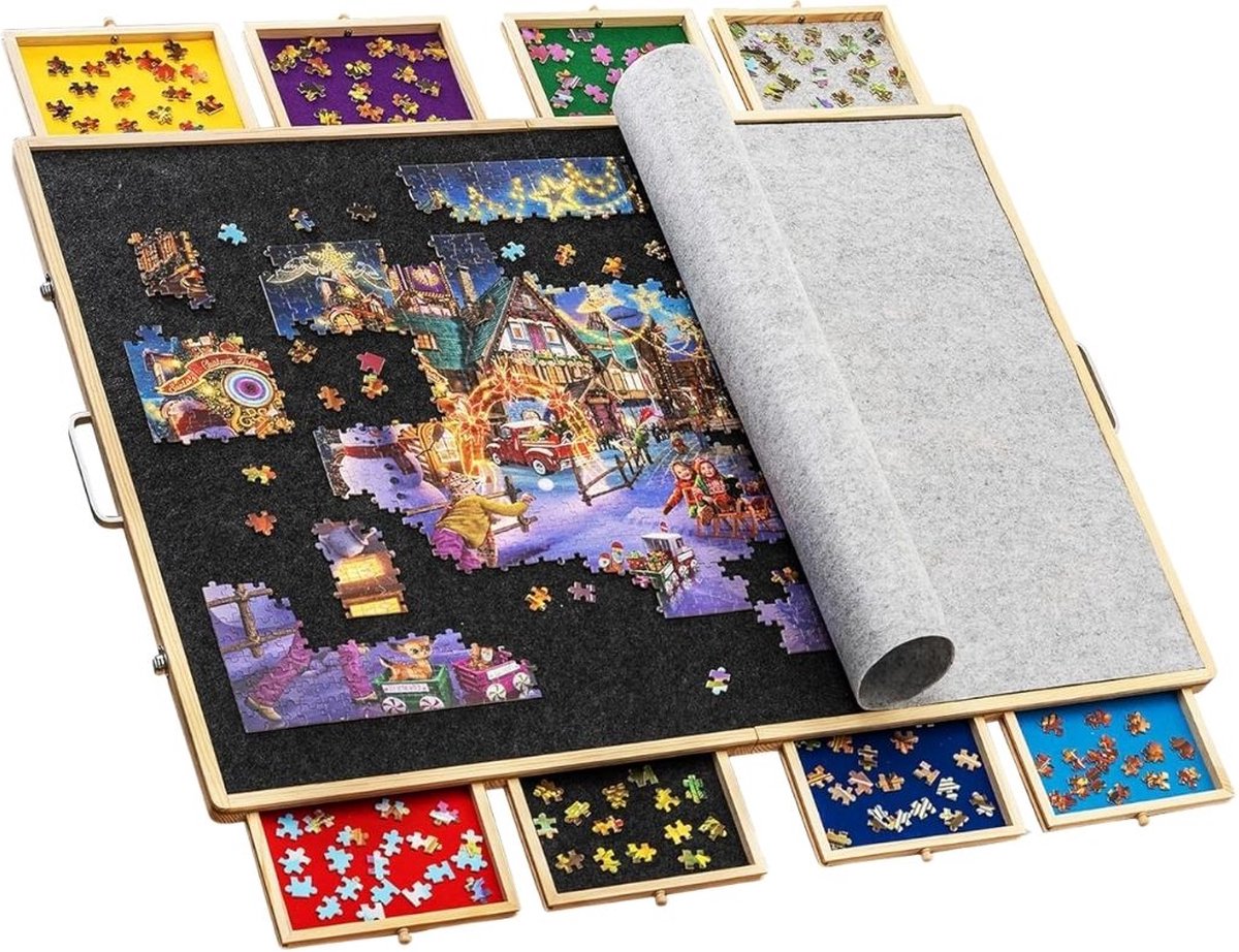 DailySupplies® Puzzeltafel - Puzzelmat - Puzzelmap - Zwart en Bruin