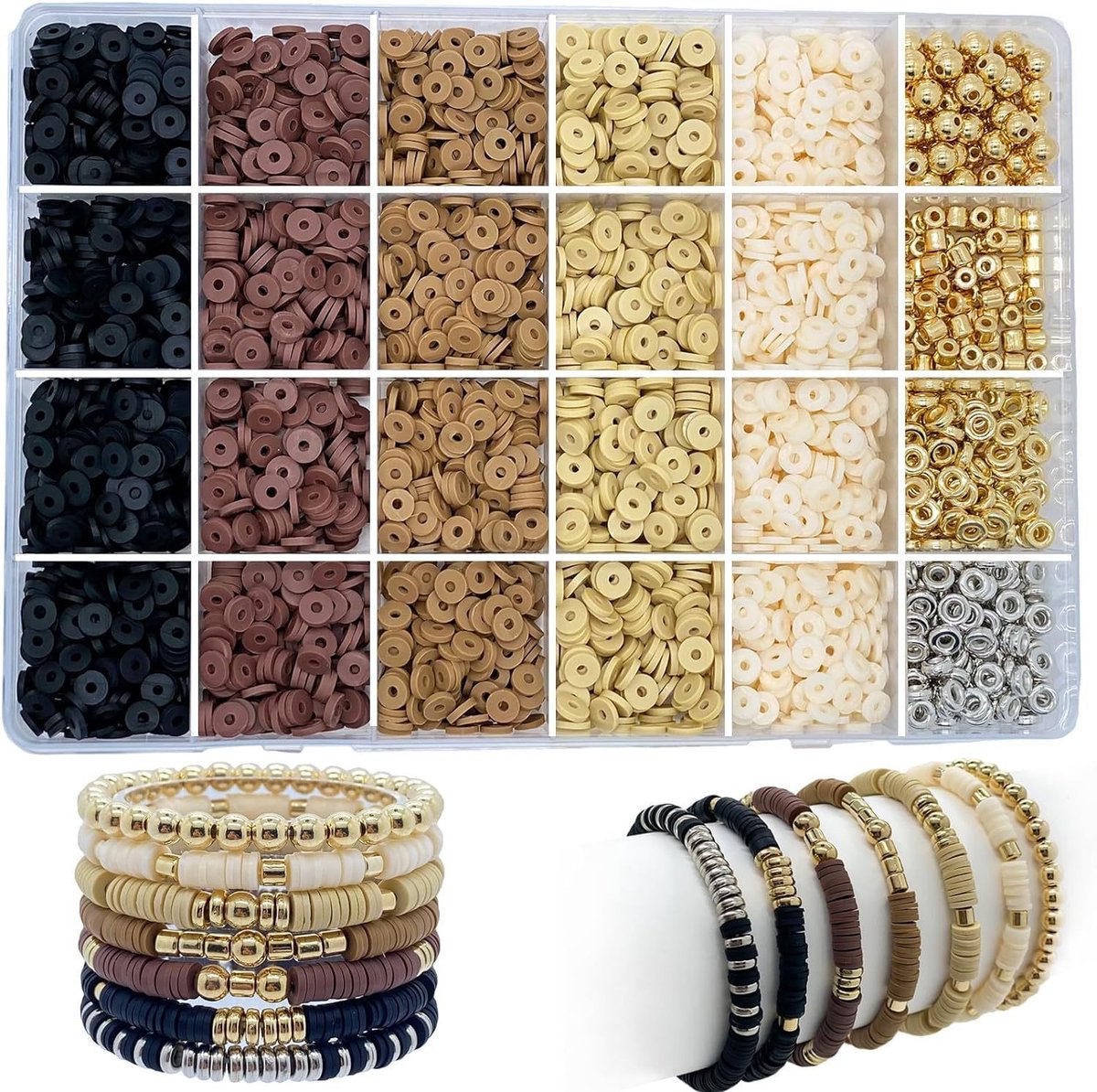 Daity 2780 stuks fruitbloem polymeerklei kralen, 24 schattige hartvormige paddenstoel klei kralen voor het maken van sieraden, kettingen en oorbellen, DIY armbanden maken kit accessoires voor vrouwen en meisjes