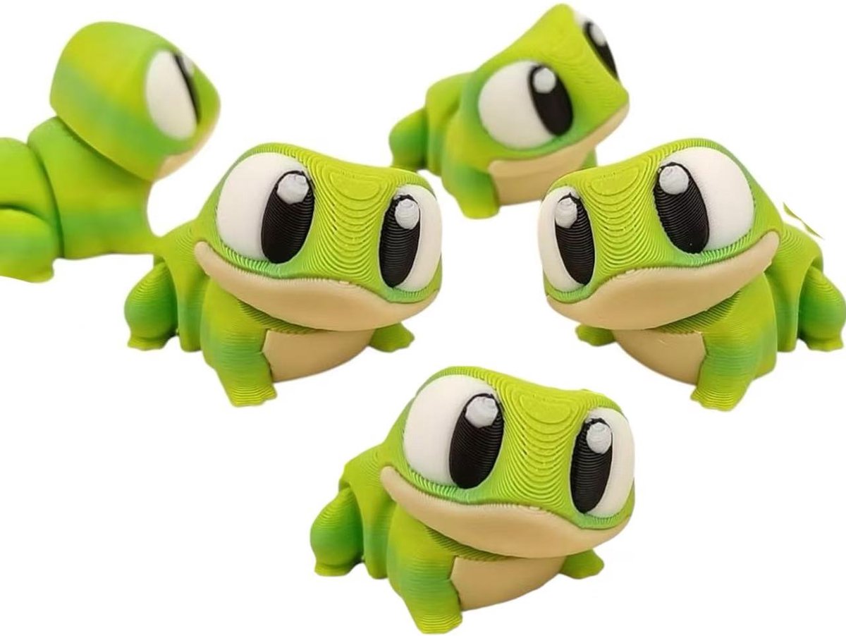 Daity 5-pack mini kikkerfiguren - amfibische huisdieren voor op het bureau, verzamelbare zakkikkers, fidget-speelgoed voor tieners en volwassenen - 5 cm grote, beweegbare dieren - 3D-geprint