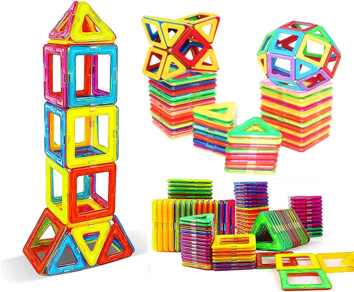 Daity 60 stuks - Magnetische bouwstenen speelgoed, magnetische bouwstenen voor kinderen tegels 3D set kasteel speelgoed tegels onderwijs, geschikt voor jongens en meisjes vanaf 3 jaar (willekeurige kleuren)