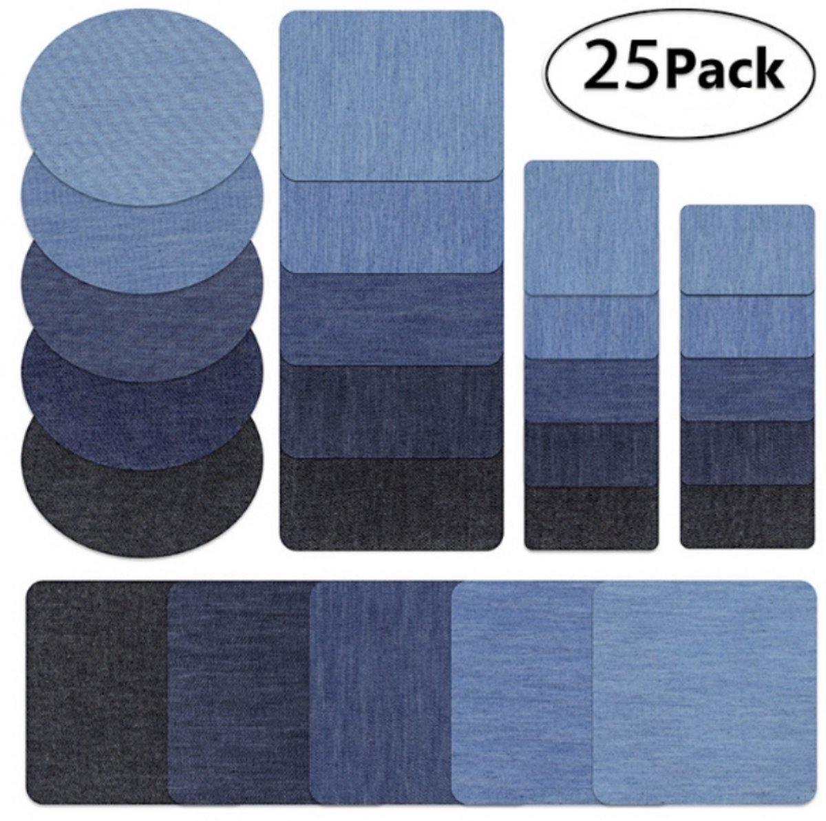 Daity Strijkpatches voor kleding, patches voor jeans, reparatie- en decoratieset voor kleding met strijkapplicaties, patches voor gescheurde kleding en jeans, doe-het-zelf-spullen（25 stuks）