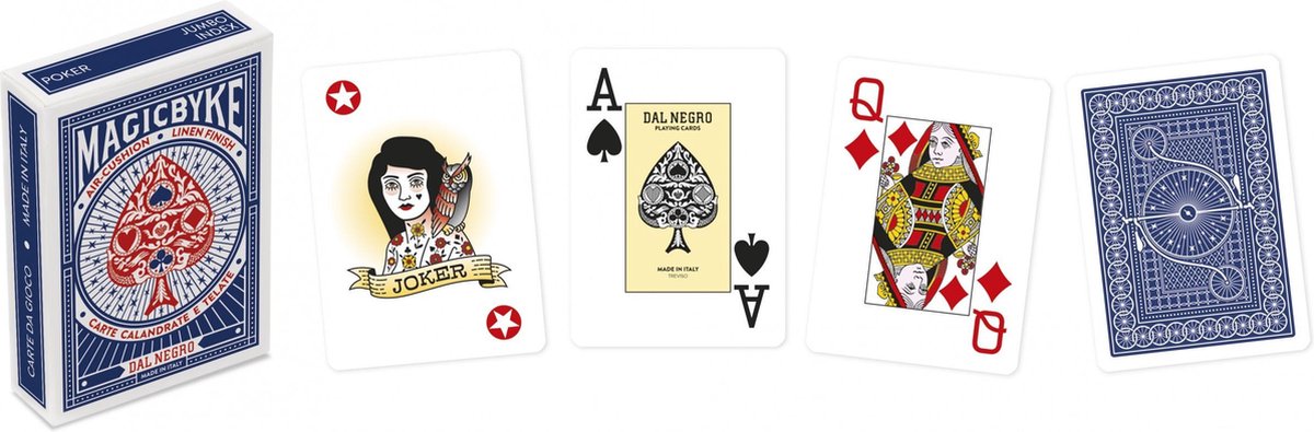 Dal Negro Speelkaarten Magic Byke Jumbo Karton Blauw 55-delig