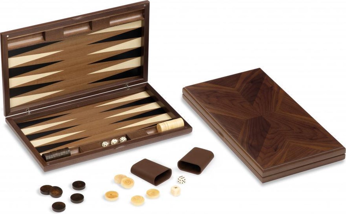 backgammon York 44 x 25 cm hout bruin/beige