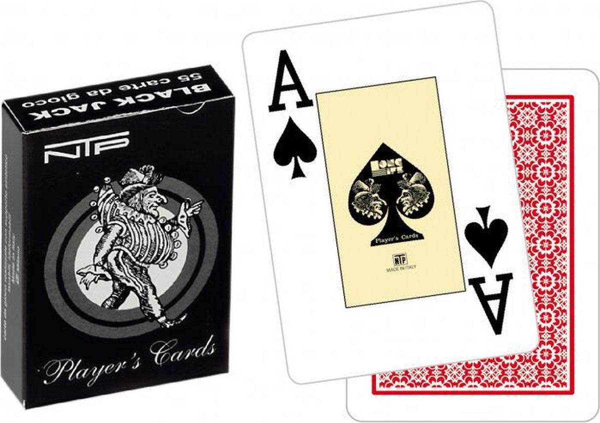 speelkaarten Black Jack 6,5 x 9,1 cm karton wit/rood