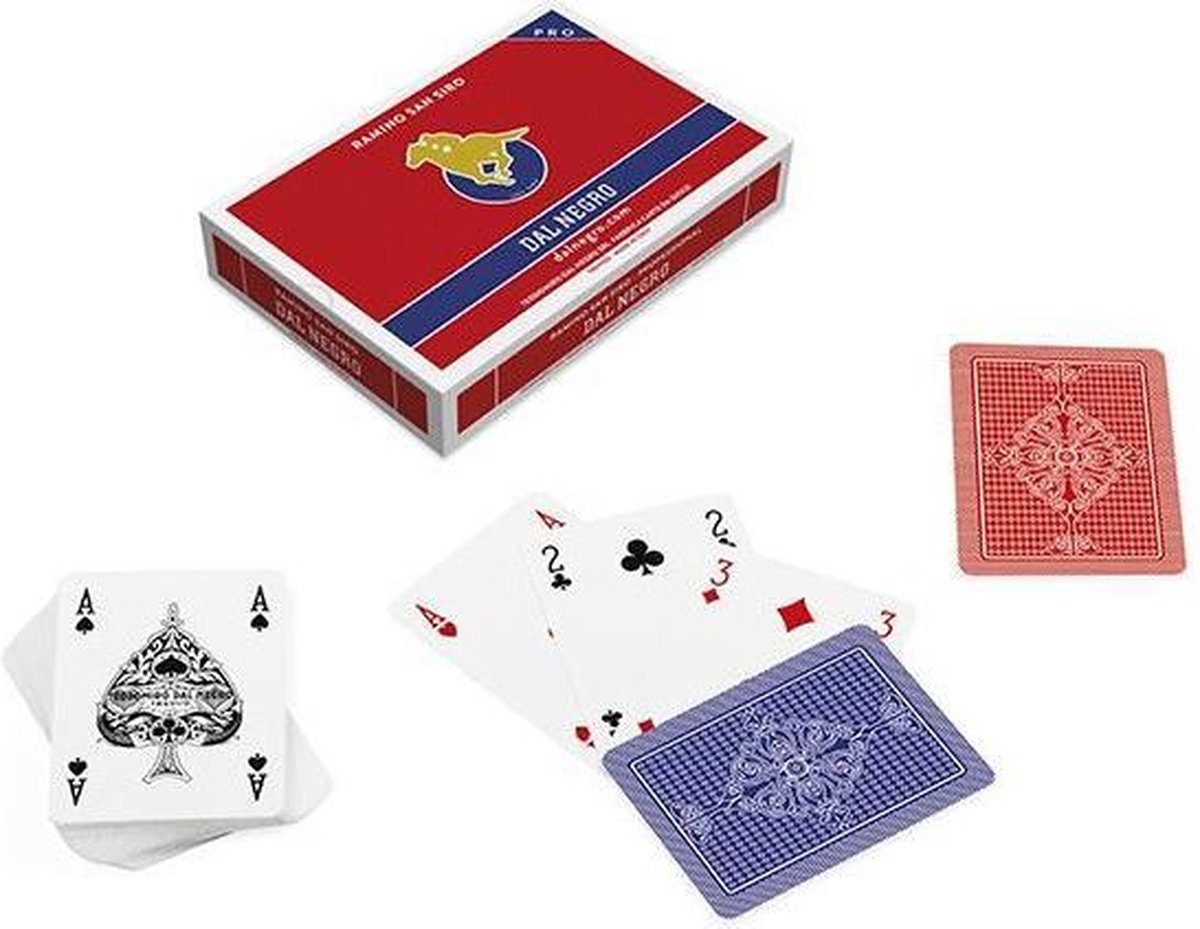 speelkaarten San Siro 8,8 cm rood/blauw 110-delig