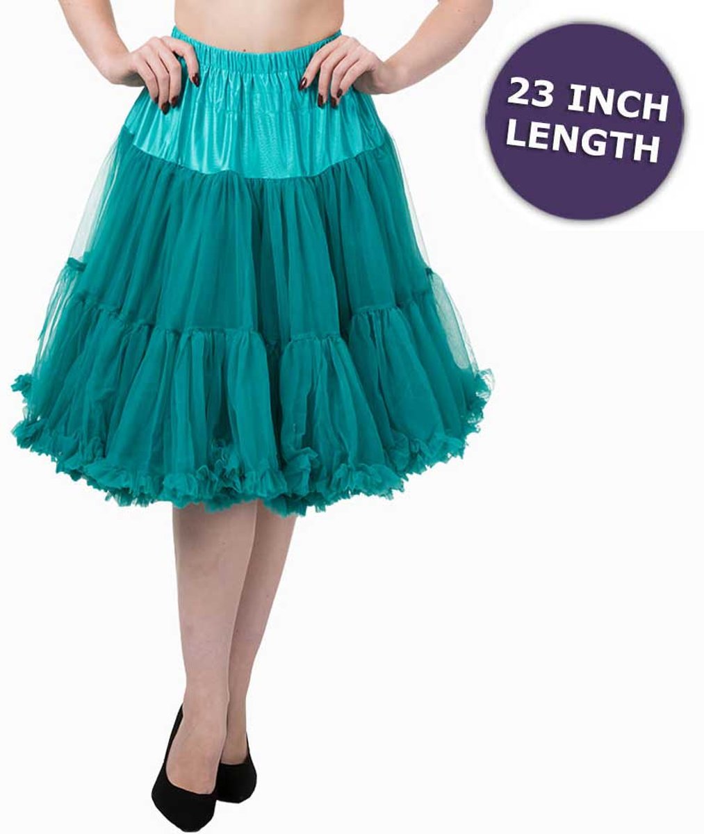 Petticoat lang emerald groen - Vintage Retro Rockabilly - 23 inch lengte - XS/S - Dancing Days
