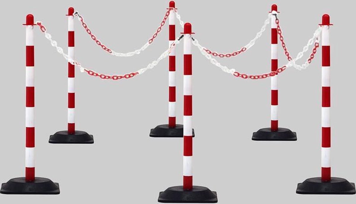 Set kunststof afzetpalen Wit & Rood  x  x