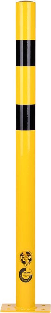 Stalen rampaal voor vloermontage Geel & Zwart Ø 76 mm