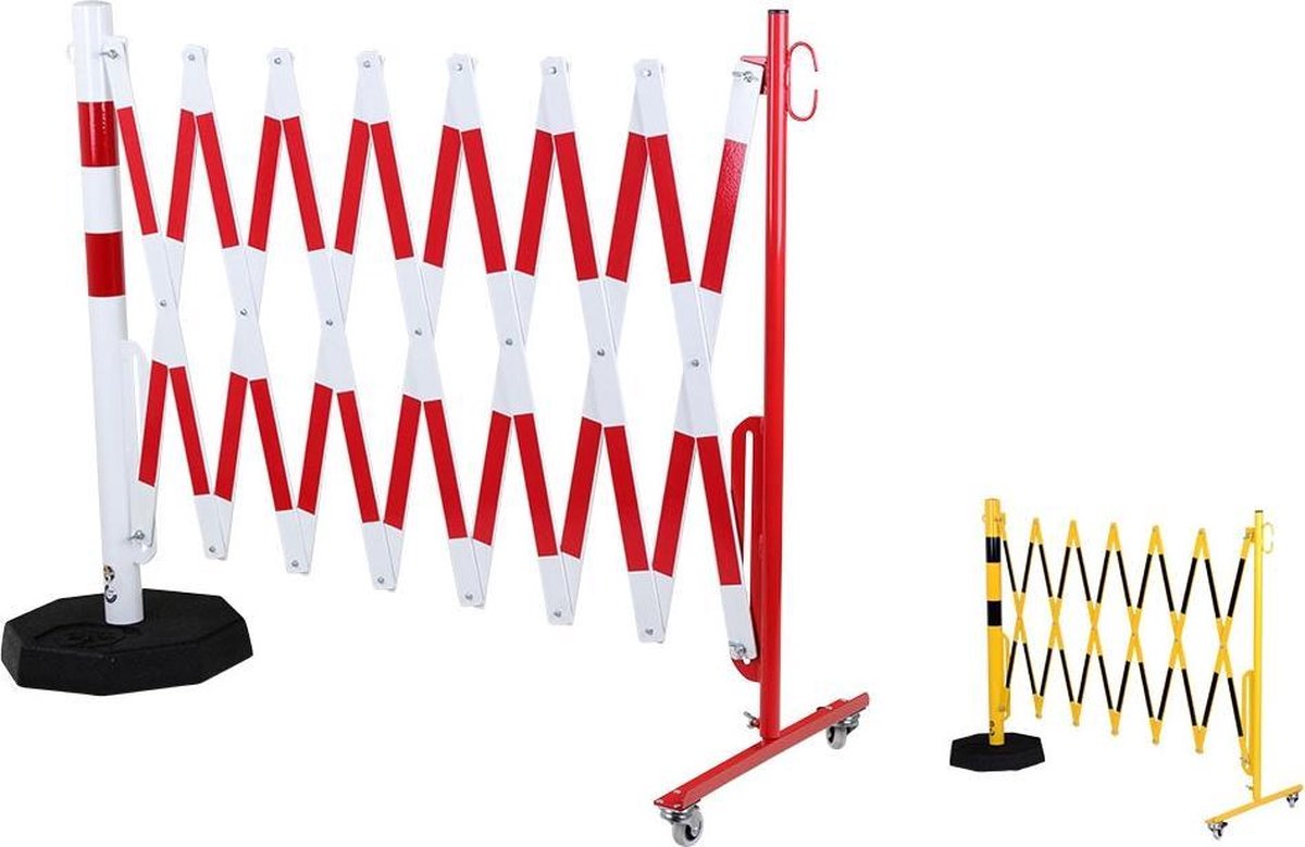 Verplaatsbare paal met  harmonicahek Wit & Rood 3600 mm x  x