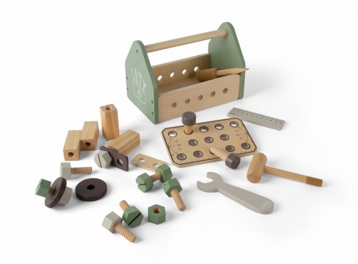 Dantoy - Houten gereedschapsbox 26-delig in doos