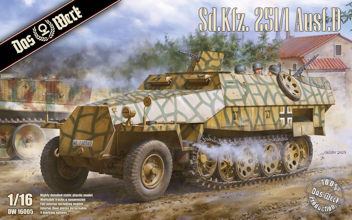 Das Werk Modelbouwpakket Auto - 16005 Sd.Kfz. 251/1 Ausf. D Hanomag Plastic - 1:16 -
