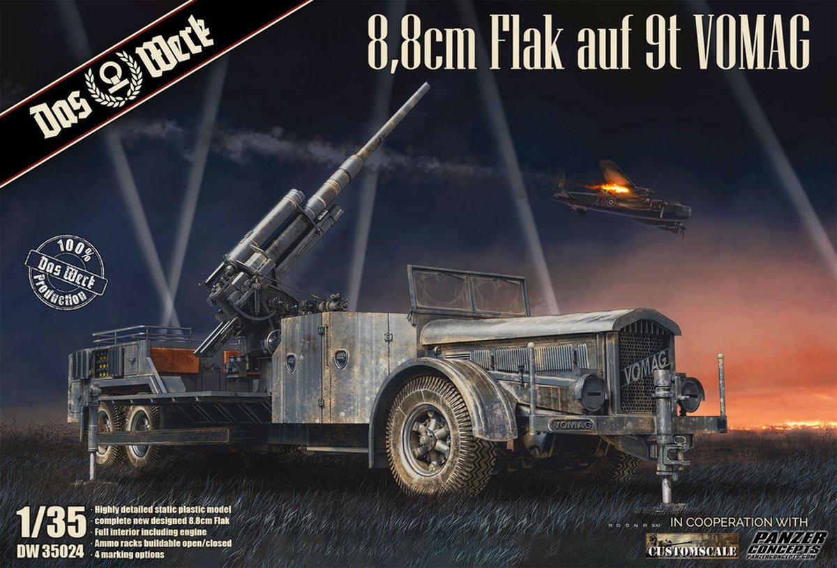 Das Werk Modelbouwpakket Militaire voertuigen - 35024 8,8 cm Flak on a 9t VOMAG Plastic - 1:35 -