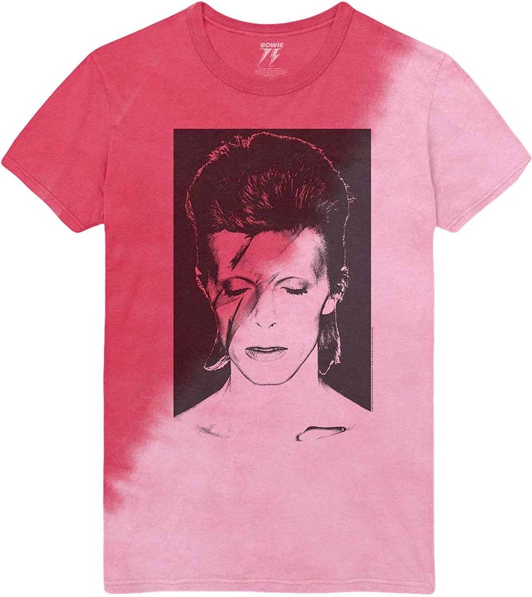 David Bowie - Aladdin Sane Heren T-shirt - 2XL - Rood/Roze