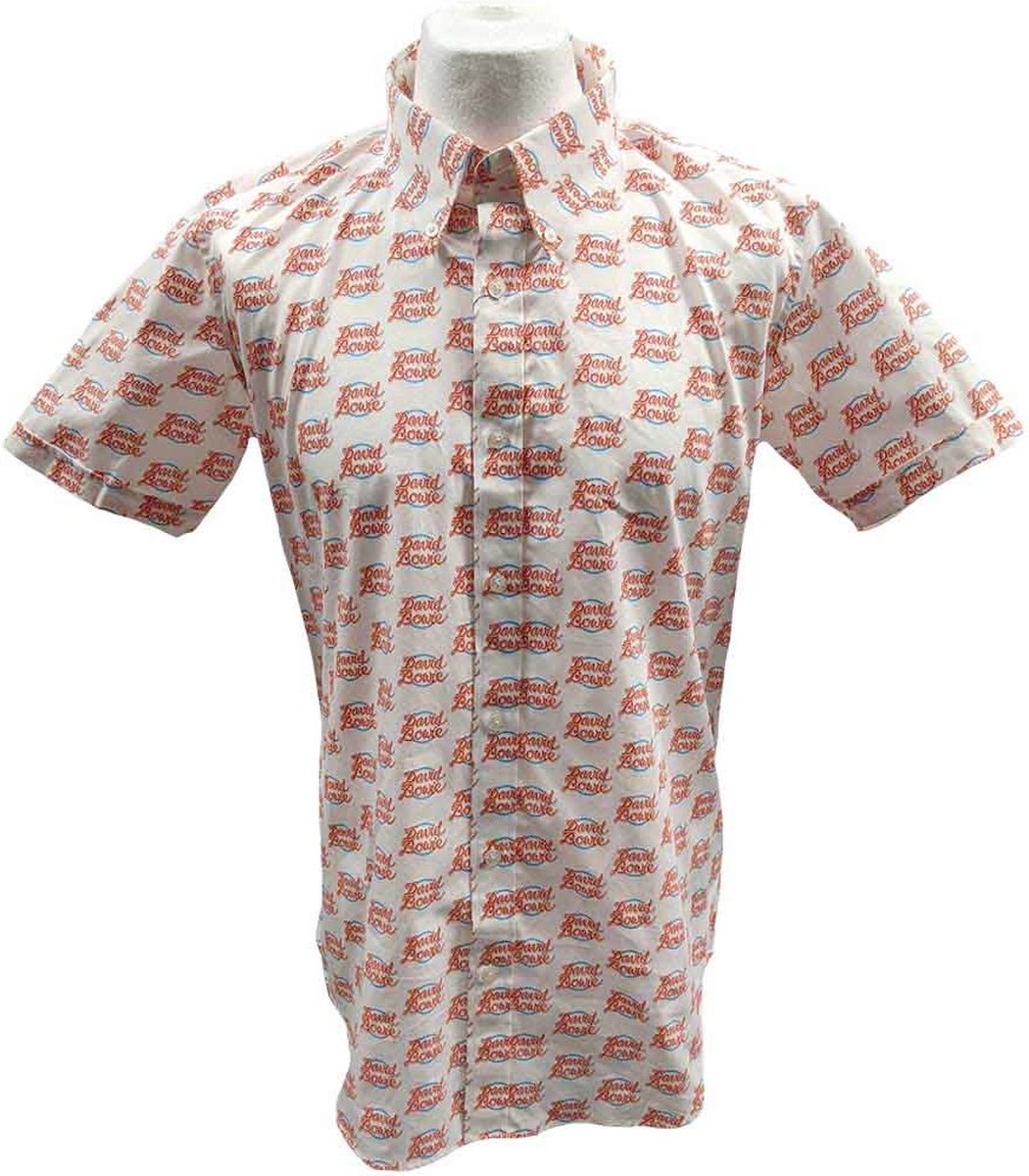 David Bowie - Logo Pattern Shirt - S - Wit