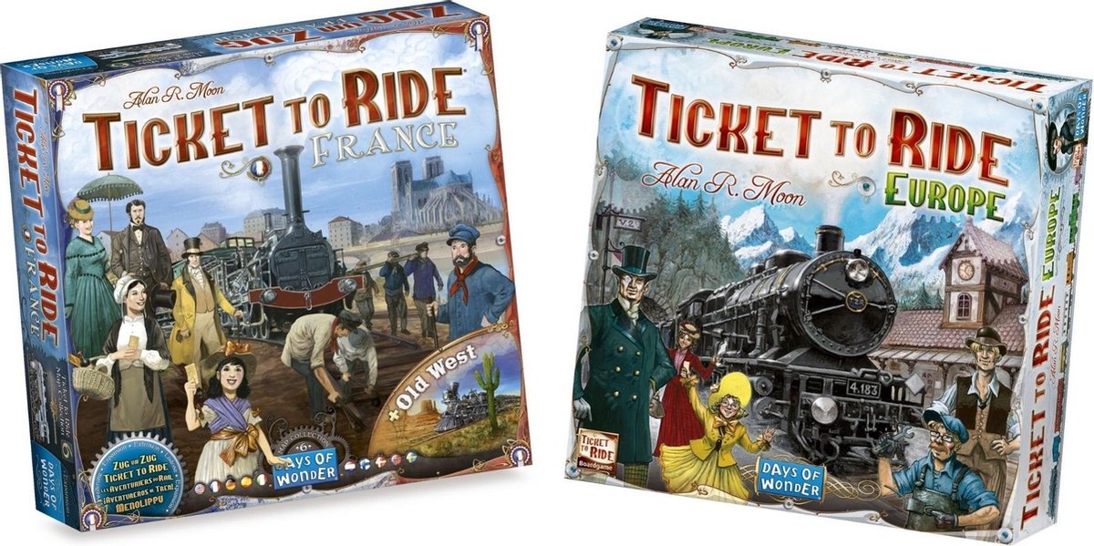 Ticket to Ride Spellenbundel - 2 stuks - Europa (Basisspel) & Uitbreiding Frankrijk & Old West