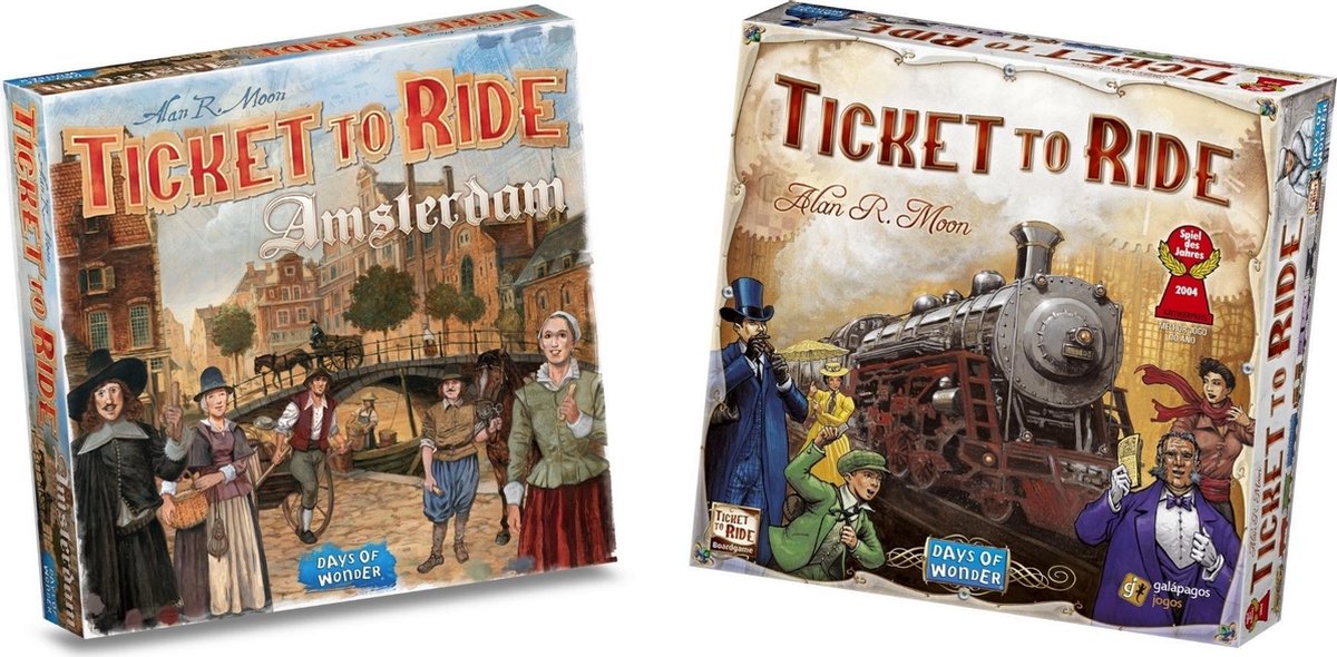 Ticket to Ride Spellenbundel - 2 stuks - USA (Basisspel) & Uitbreiding Amsterdam