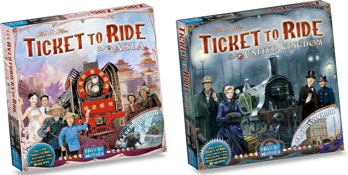 Ticket to Ride Spellenbundel - 2 stuks - Uitbreidingen - Azië & UK + Pennsylvania