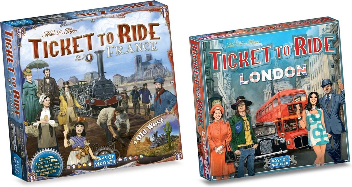 Ticket to Ride Spellenbundel - 2 stuks - Uitbreidingen - Londen & Frankrijk + Old West
