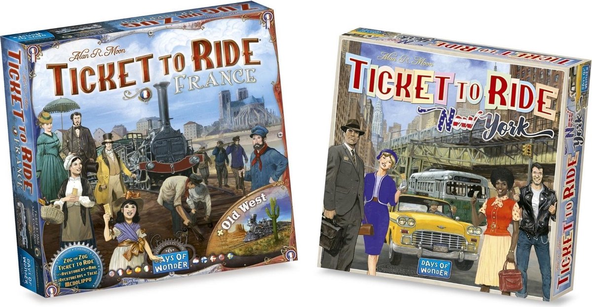 Ticket to Ride Spellenbundel - 2 stuks - Uitbreidingen - New York & Frankrijk + Old West