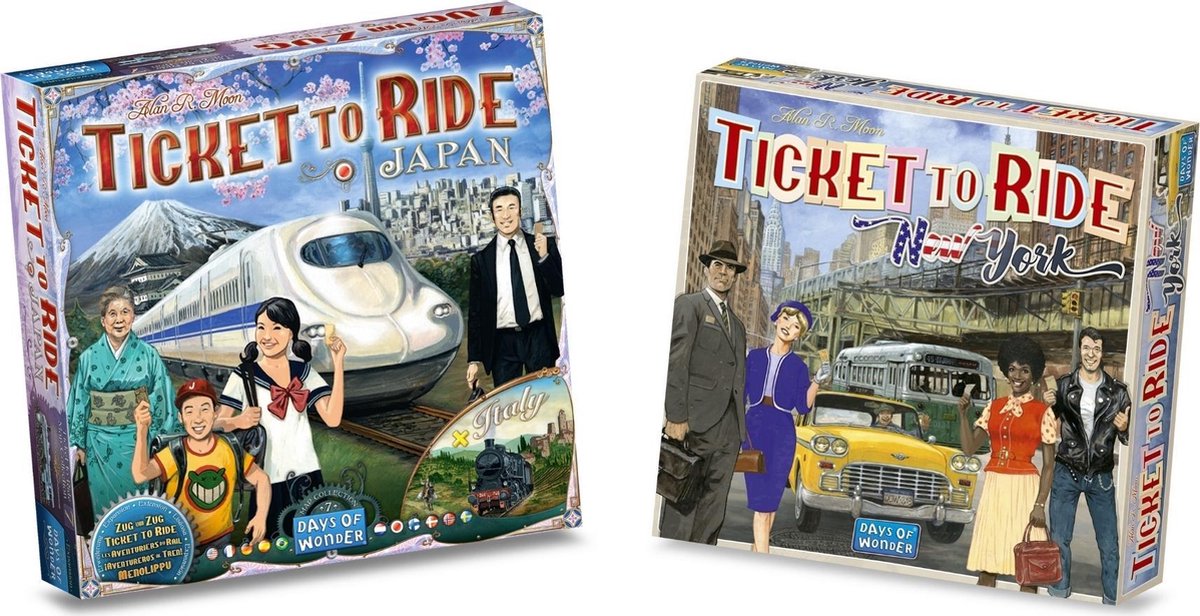 Ticket to Ride Spellenbundel - 2 stuks - Uitbreidingen - New York & Japan + Italië