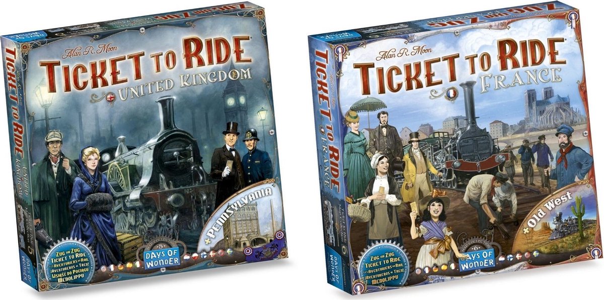 Ticket to Ride Spellenbundel - 2 stuks - Uitbreidingen - UK + Pennsylvania & Frankrijk + Old West