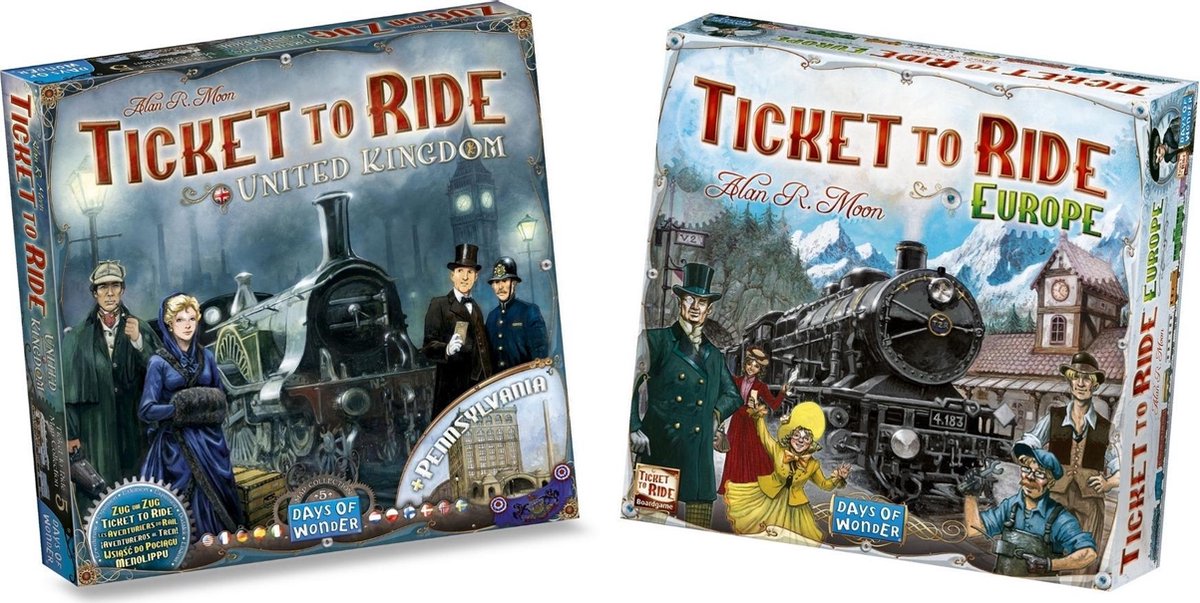 Ticket to Ride Spellenbundel - Bordspel -2 stuks- Europa (Basisspel) & Uitbreiding UK & Pennsylvania
