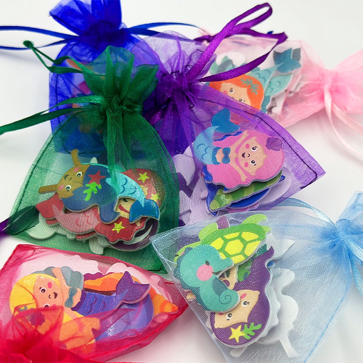 12 Stickertraktaties - Zeemeermin Uitdeelzakjes - Foamstickers - Meisjes - Trakteren - Uitdelen