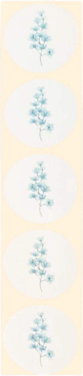 Stickers - Blauwe bloemen - Rond - 4cm - 100st. - DBLS025