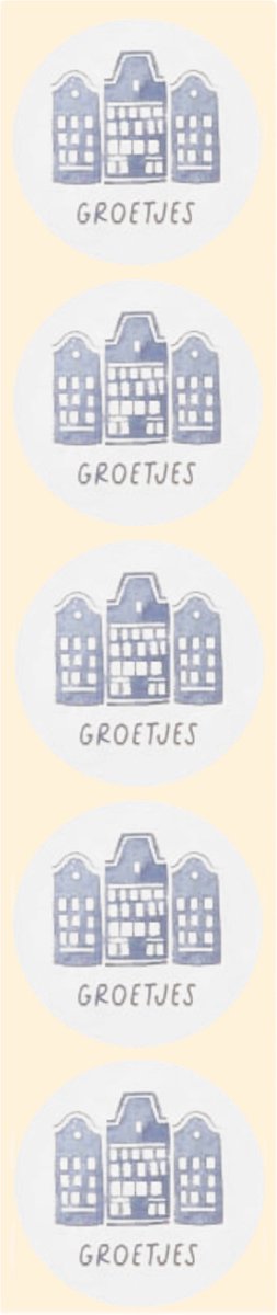 Stickers - Hollandse huisjes - Rond - 4cm - 100st. - DBLS058