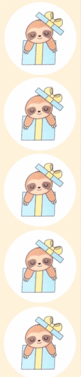 Stickers - Luiaard cadeautje - Rond - 4cm - 100st. - DBLS053