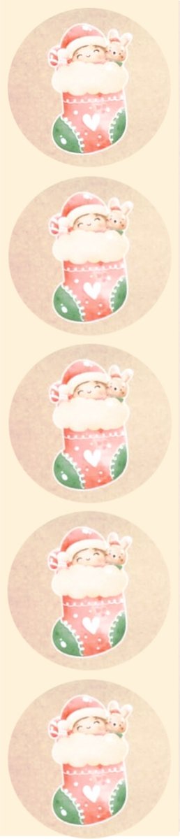 Stickers - Roze kerstsok - Rond - 4cm - 100st. - DBLS046