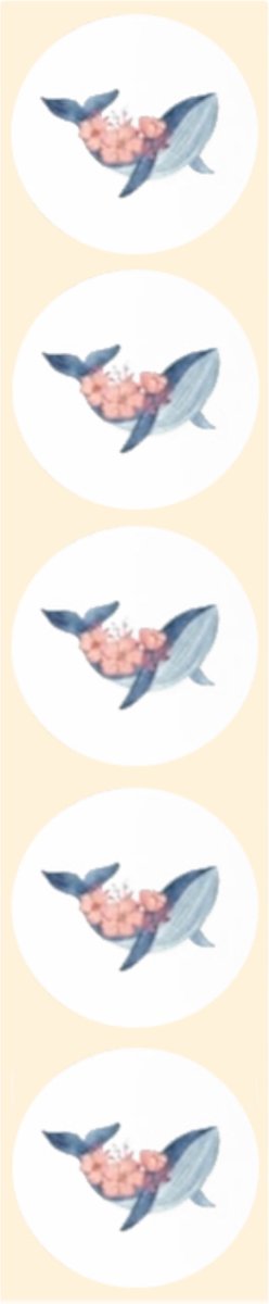 Stickers - Walvis met bloemen - Rond - 4cm - 100st. - DBLS048