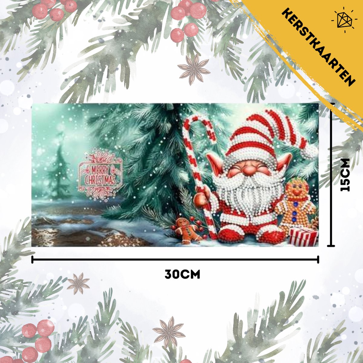 De Hobby Planeet Diamond Painting Kerstkaarten met enveloppen Set 12 - Cadeaukaarten