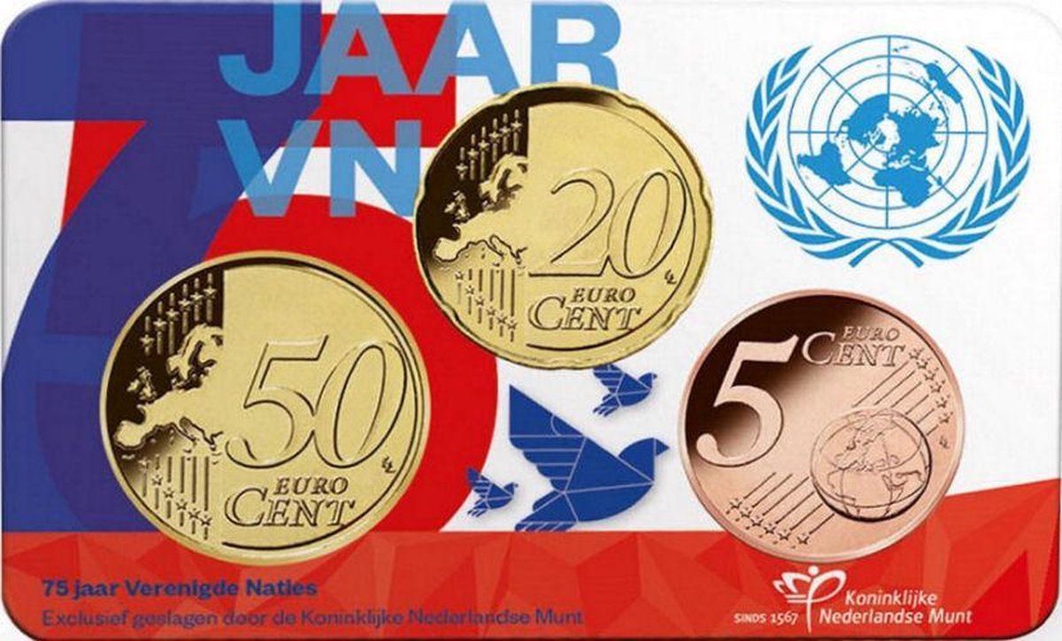 Coincard 75 Jaar Verenigde Naties.
