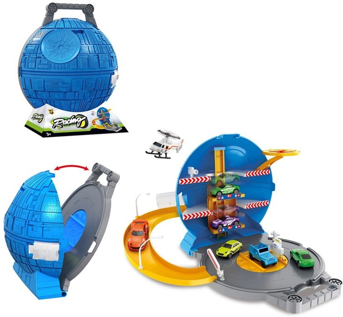 Meeneem koffer  Wiel   speelset speelgarage met vele accessoires. Star Parking Lot