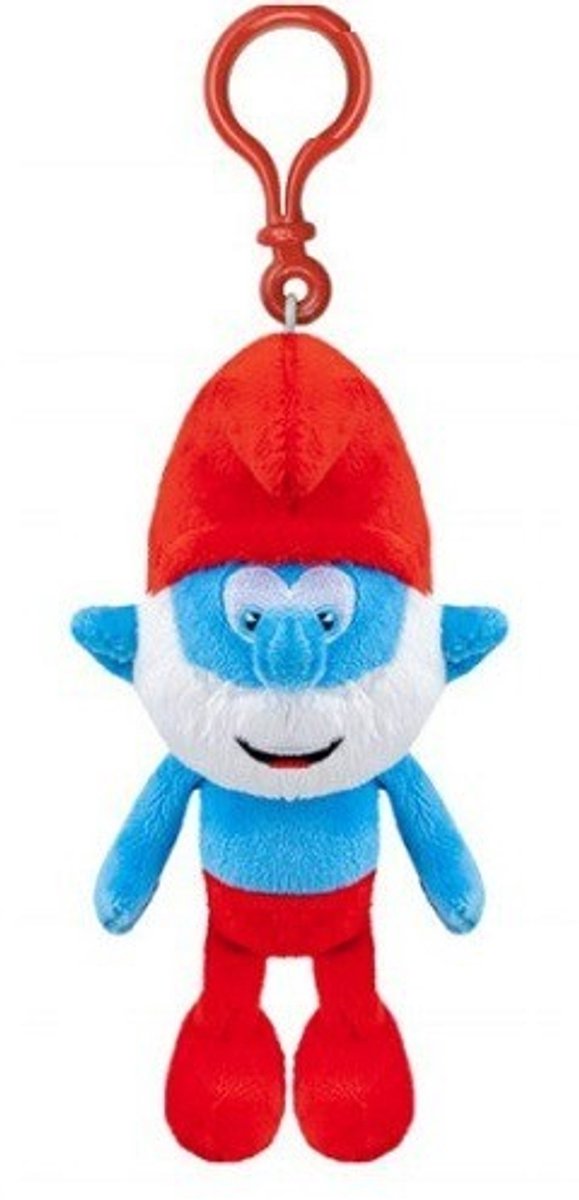 Pluche smurf met clip - Grote smurf - 12 cm