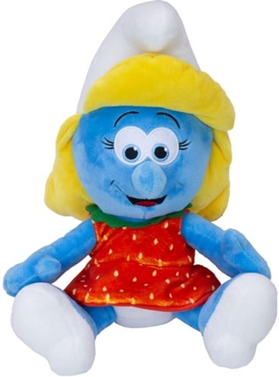 Smurfin Aardbei Jurk - De Smurfen Pluche Knuffel 30 cm - The Smurf Plush Toy - Speelgoed Knuffels Kinderen Jongens Meisjes - Nieuwe Bioscoopfilm