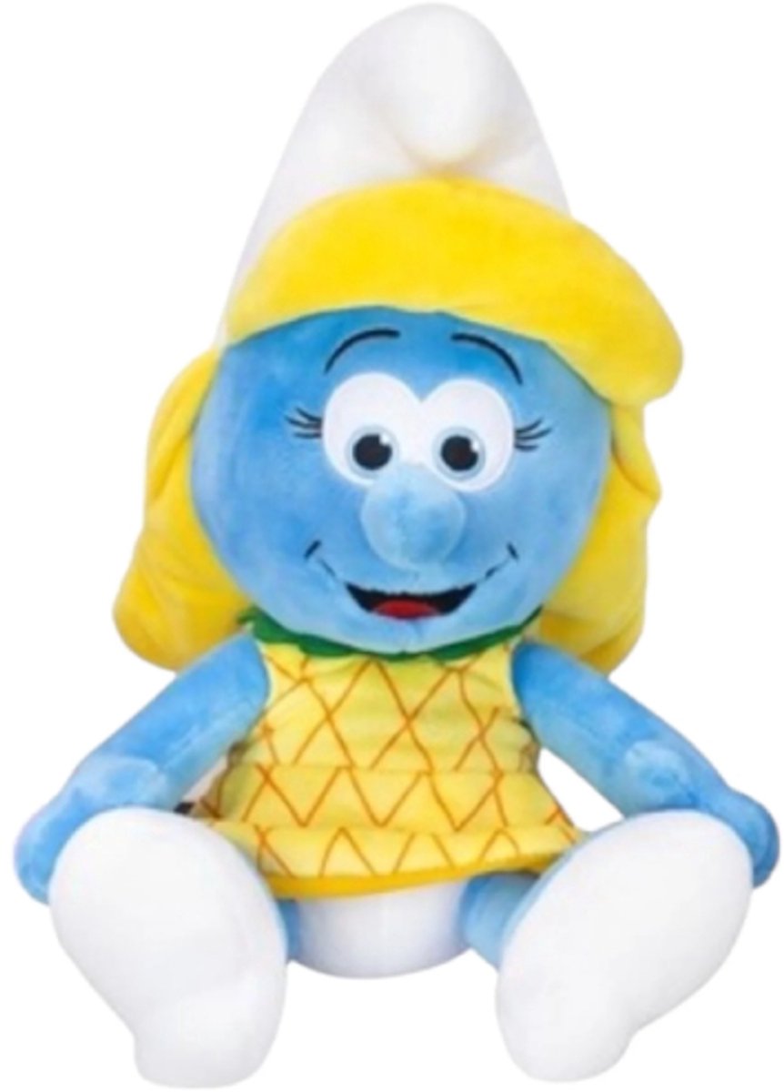 Smurfin Ananas Jurk - De Smurfen Pluche Knuffel 30 cm - The Smurf Plush Toy - Speelgoed Knuffels Kinderen Jongens Meisjes - Nieuwe Bioscoopfilm