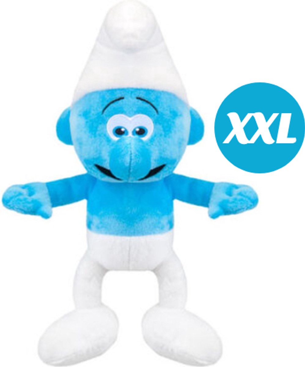 Vrolijke Smurf – De Smurfen Pluche Knuffel XXL 80 cm - The Smurfs Plush Toy - Speelgoed XL Knuffels Kinderen Jongens Meisjes - Smurfin, Papa Smurf, Vrolijke Smurf
