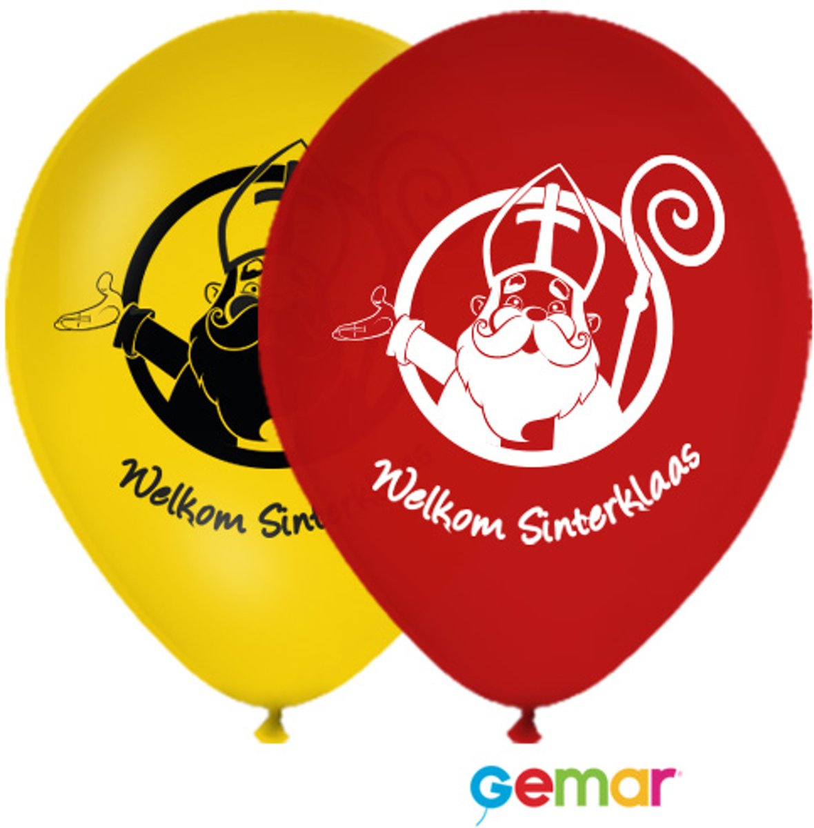 Ballonnen “Welkom Sinterklaas” Geel en Rood (Helium)