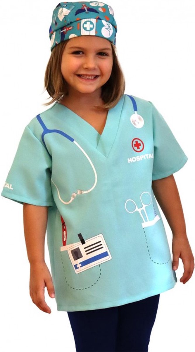 Chirurgenjas met Hoofdkapje - DeQube - Verkleedkleding Chirurg / Dokter - 3-6 Jaar