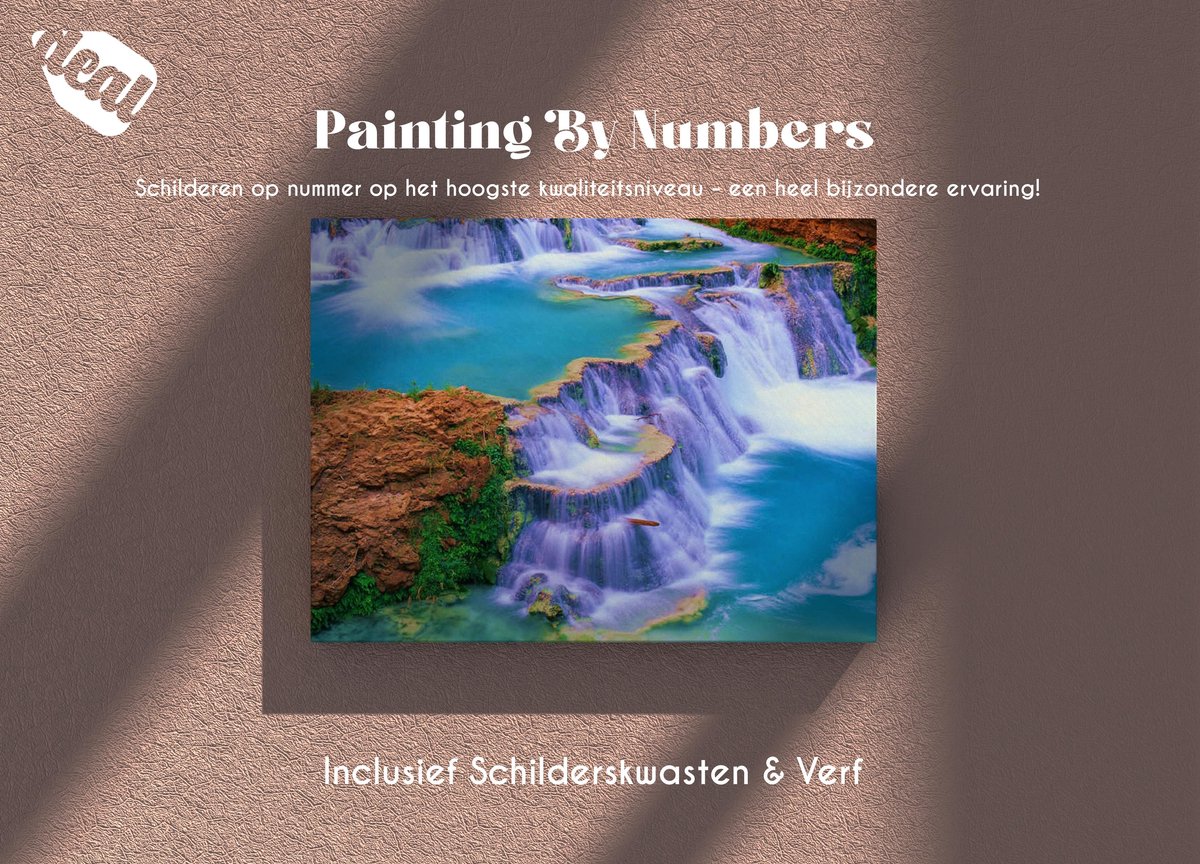 Deal Schilderen Op Nummer Voor Volwassenen Inclusief Lijst, Canvas, Schilderskwasten & Verf – 40 x 50 cm - Waterfall