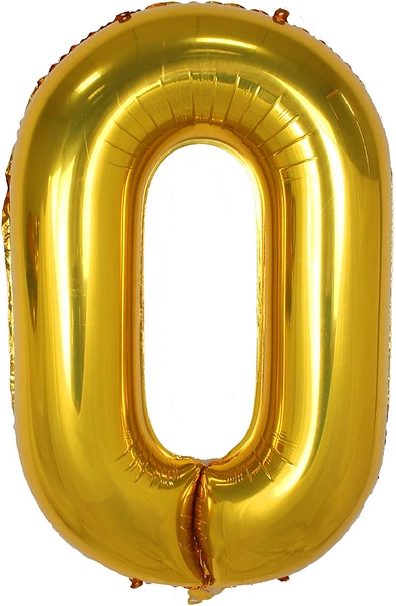 Cijfer Folie Ballon 0 Cijferballon Ballonnen Feest Verjaardag Versiering - Goud