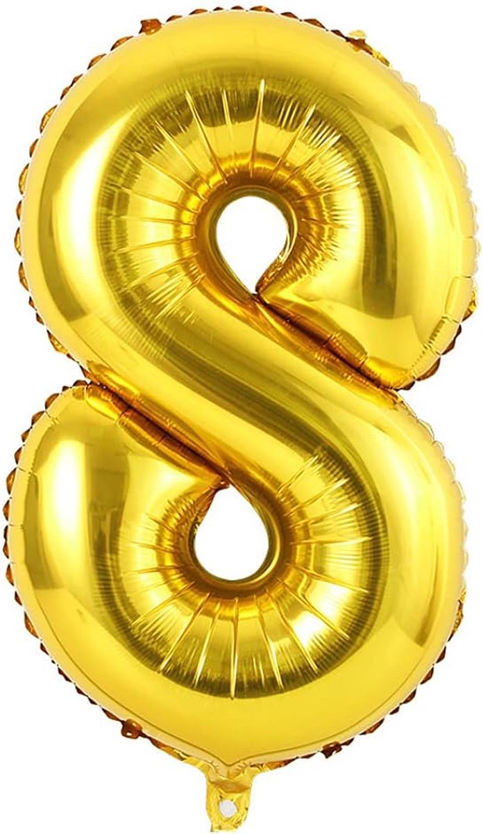 Cijfer Folie Ballon 8 Cijferballon Ballonnen Feest Verjaardag Versiering - Goud