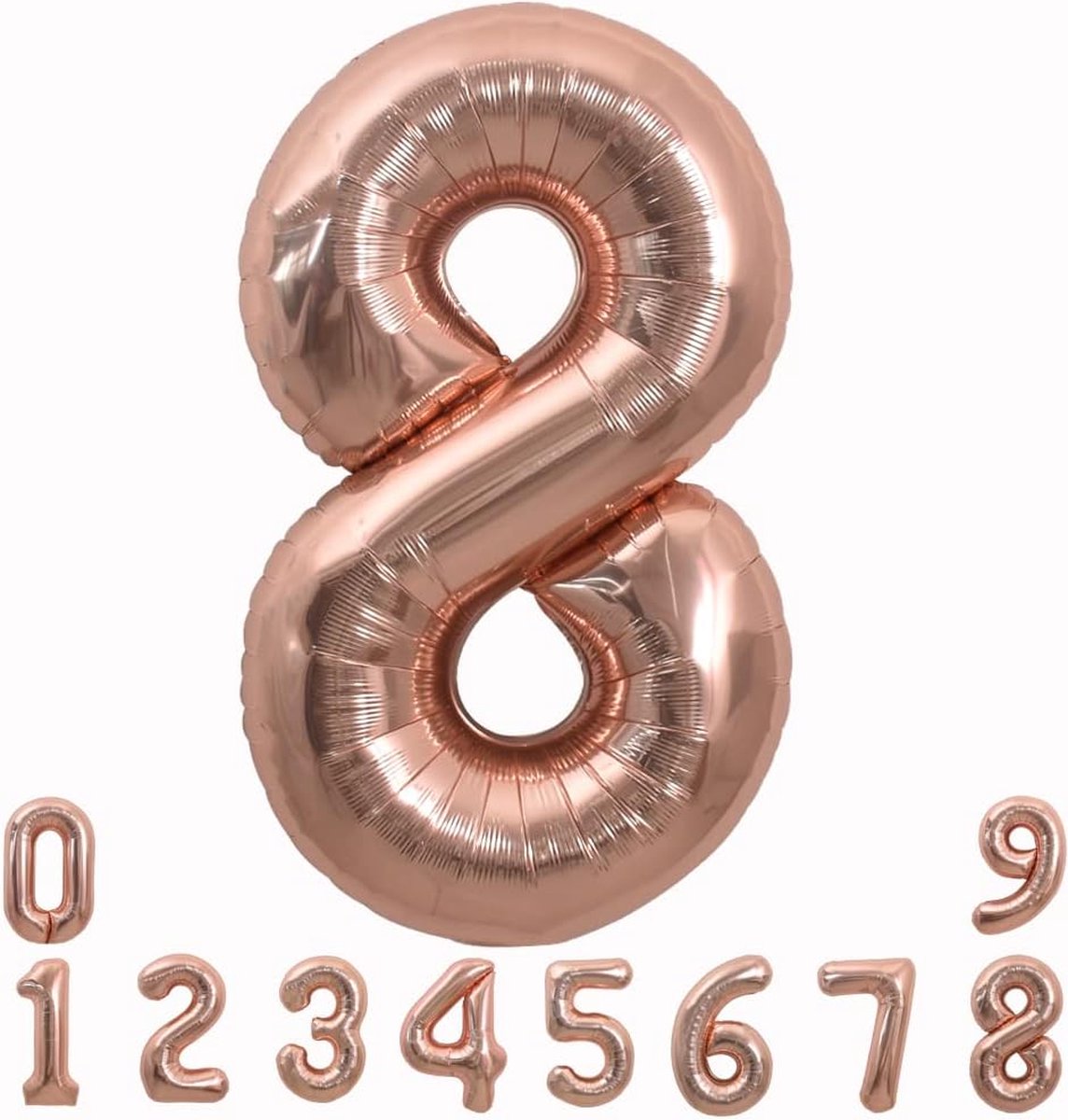 Cijfer Folie Ballon 8 Cijferballon Ballonnen Feest Verjaardag Versiering - Rose Goud