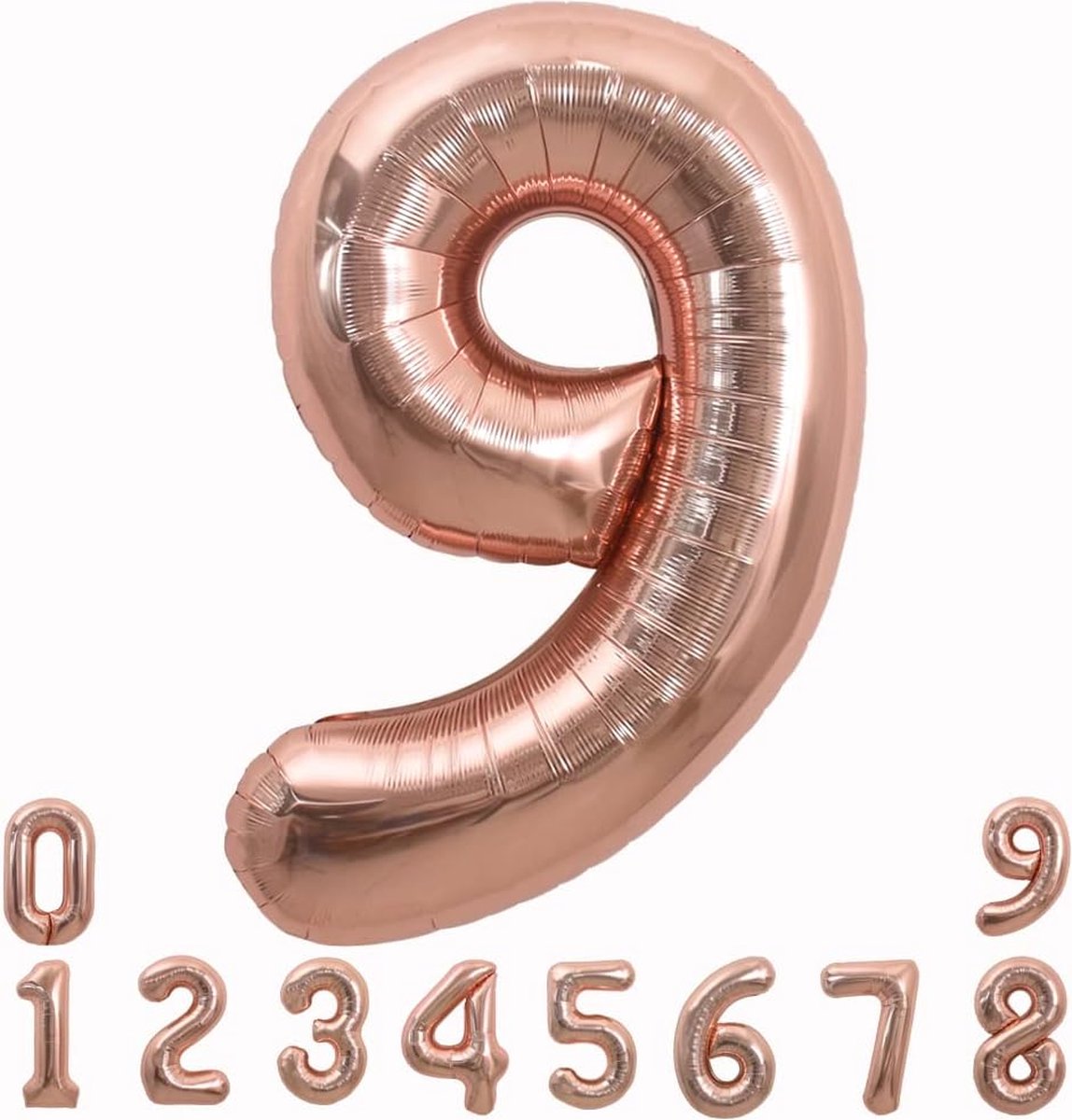Cijfer Folie Ballon 9 Cijferballon Ballonnen Feest Verjaardag Versiering - Rose Goud