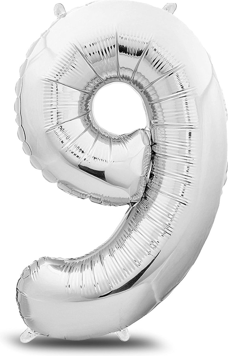 Cijfer Folie Ballon 9 Cijferballon Ballonnen Feest Verjaardag Versiering - Zilver