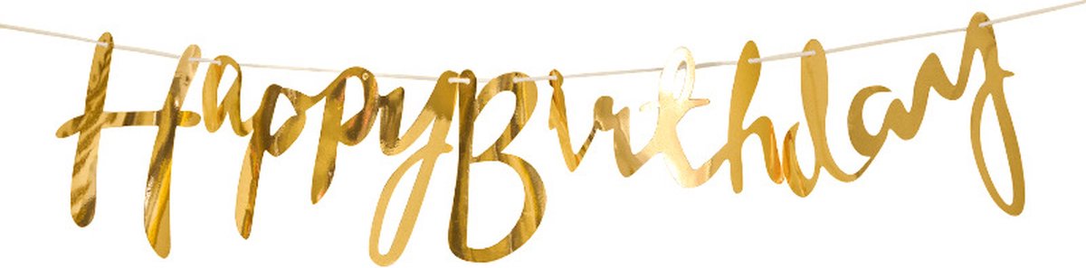 Happy Birthday Slinger Feest & Verjaardag Versiering Vlaggenlijn Decoratie Goud - 1 Stuk